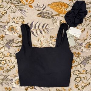 NWT - YPB Black sports bra & matching scrunchie
